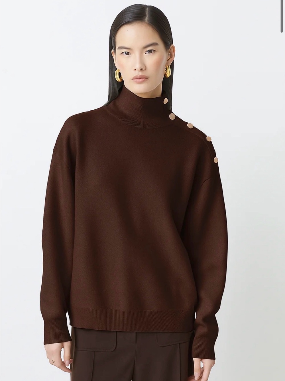 SUNCOO Paxton Chocolate Brown Mock Neck Sweater Size Medium